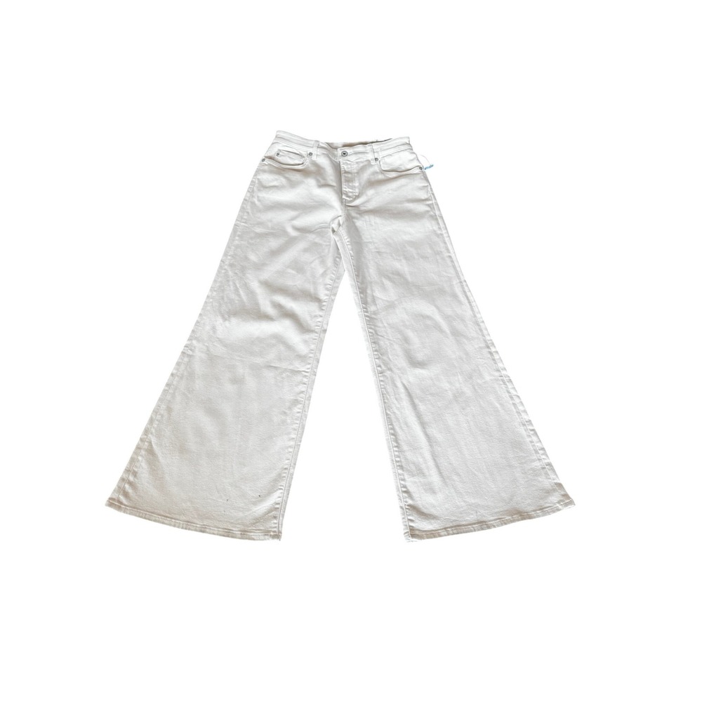 AG Adriano Goldschmied Saige Wide Leg White Denim Jeans Mid Rise Fit Size 31